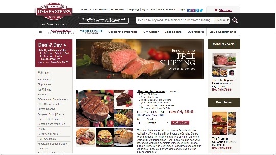 Omaha steaks shopping screenshot